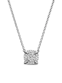 Petite Chatelaine Pendant Necklace in Sterling Silver with Pavé Diamonds, 7mm