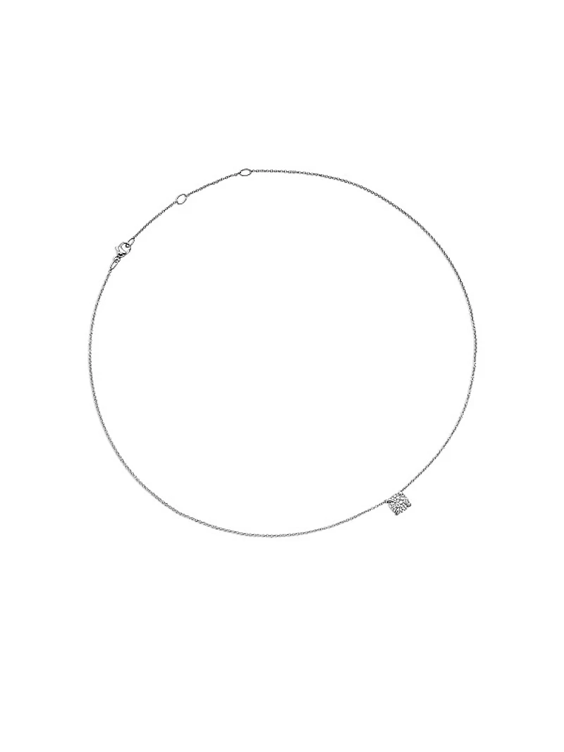 Petite Chatelaine Pendant Necklace in Sterling Silver with Pavé Diamonds, 7mm