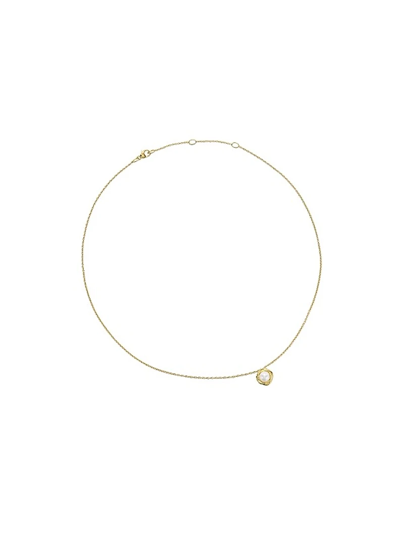 Crossover Infinity Pendant Necklace In 18K Yellow Gold With Pearl