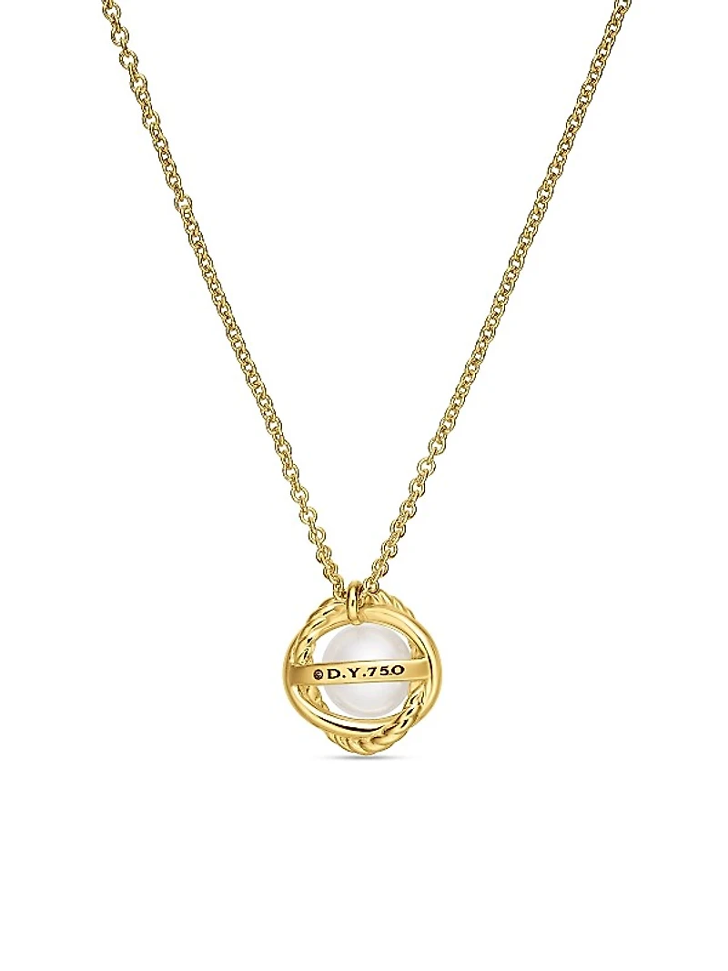 Crossover Infinity Pendant Necklace In 18K Yellow Gold With Pearl