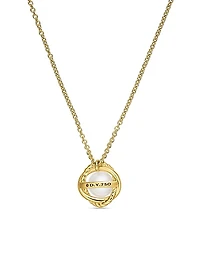 Crossover Infinity Pendant Necklace In 18K Yellow Gold With Pearl