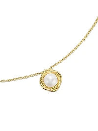 Crossover Infinity Pendant Necklace In 18K Yellow Gold With Pearl
