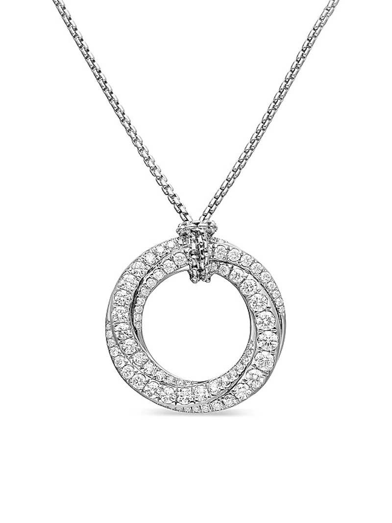 Pavé Crossover Pendant Necklace in 18K Yellow Gold with Diamonds, 21mm