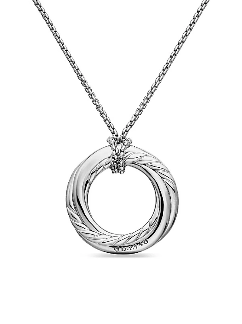Pavé Crossover Pendant Necklace in 18K Yellow Gold with Diamonds, 21mm