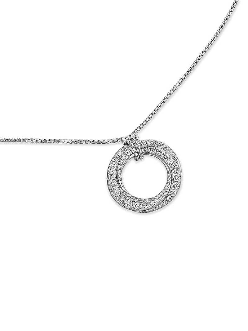 Pavé Crossover Pendant Necklace in 18K Yellow Gold with Diamonds, 21mm