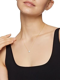 Cushion Pendant Necklace in 18K Yellow Gold with Diamonds, 8MM