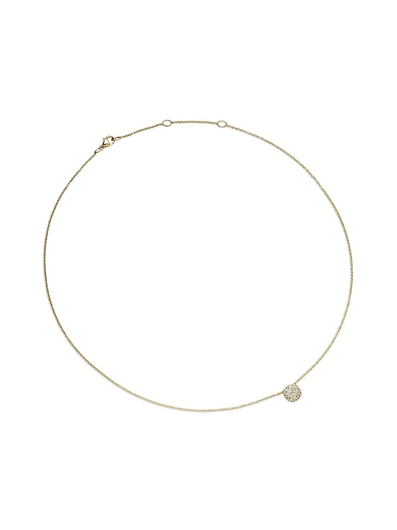 Cushion Pendant Necklace in 18K Yellow Gold with Diamonds, 8MM