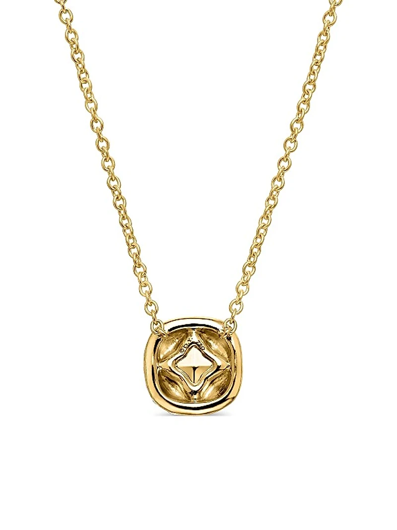 Cushion Pendant Necklace in 18K Yellow Gold with Diamonds, 8MM