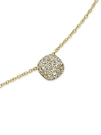 Cushion Pendant Necklace in 18K Yellow Gold with Diamonds, 8MM