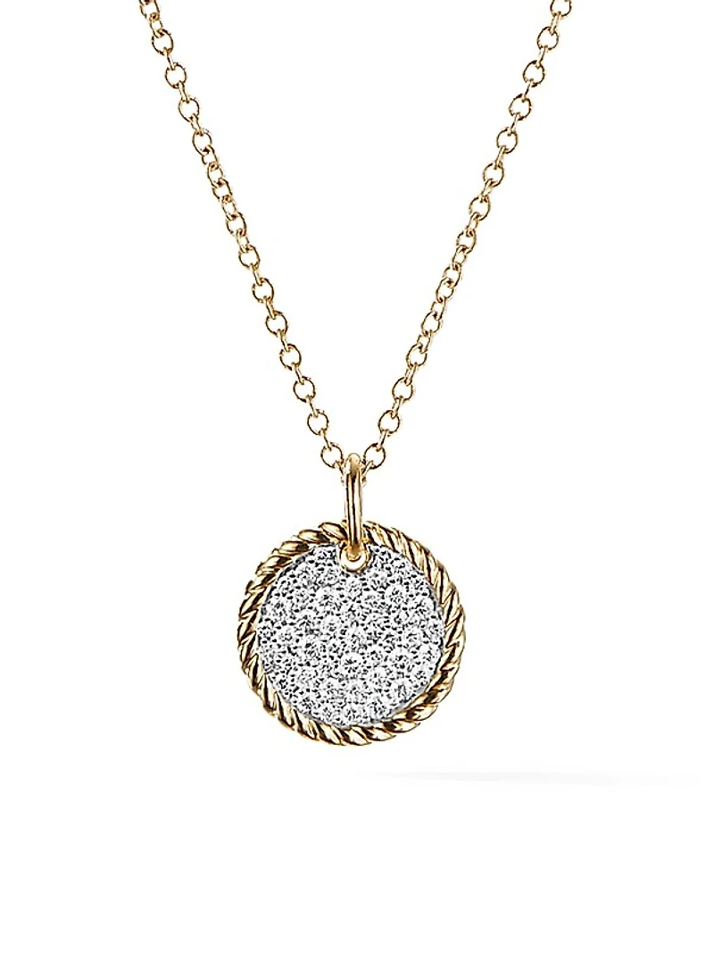 Cable Collectibles Pavé Plate Necklace in 18K Yellow Gold