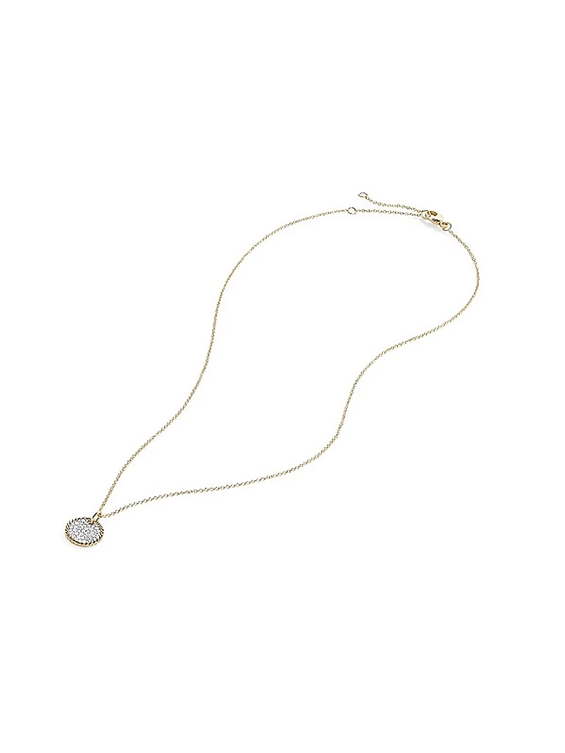 Cable Collectibles Pavé Plate Necklace in 18K Yellow Gold