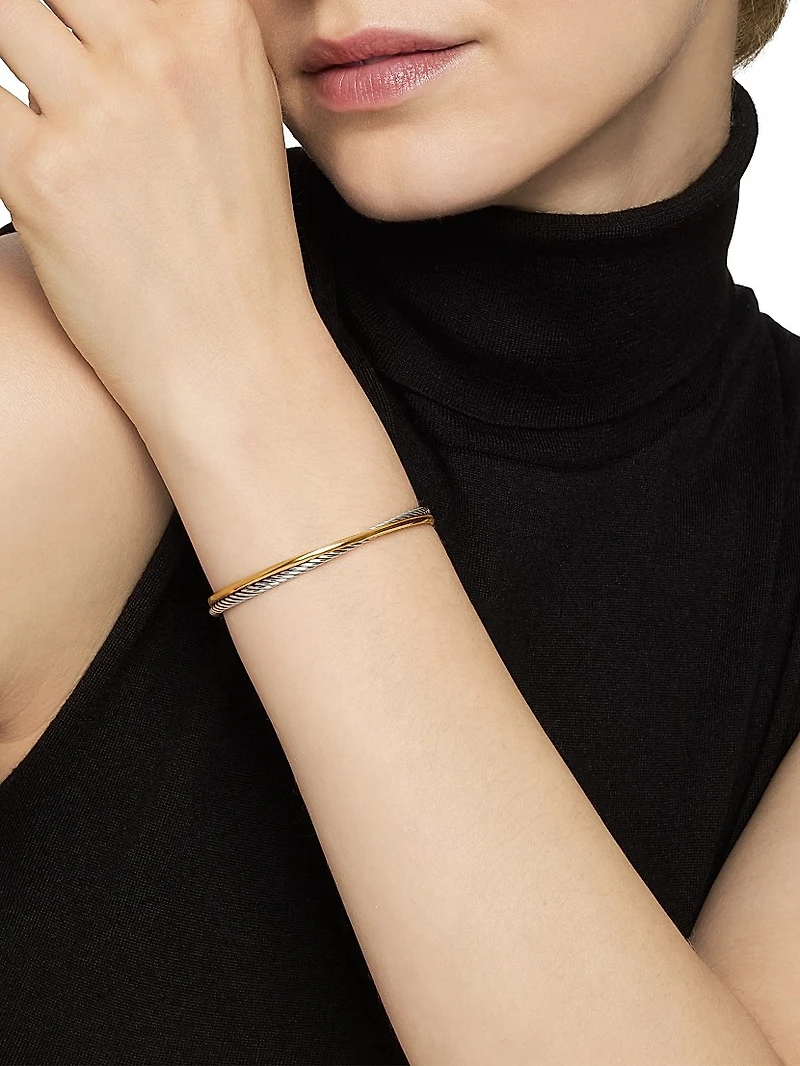 Crossover Bracelet With 18K Yellow Gold