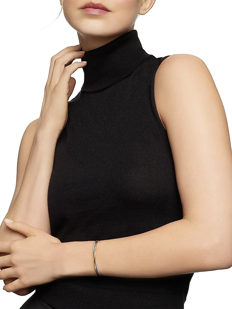 Crossover Bracelet With 18K Yellow Gold