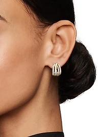 Pavé Crossover Shrimp Earrings in 18K Yellow Gold with Diamonds, 15.8mm