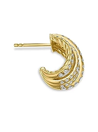 Pavé Crossover Shrimp Earrings in 18K Yellow Gold with Diamonds, 15.8mm