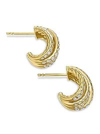 Pavé Crossover Shrimp Earrings in 18K Yellow Gold with Diamonds, 15.8mm