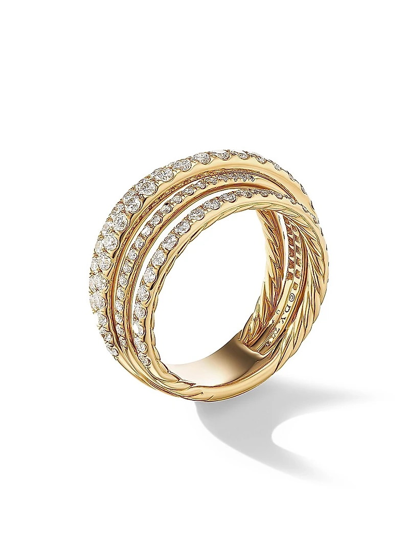 Pavé Crossover Ring 18K Yellow Gold With Diamonds