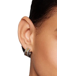 Cable Collectibles Huggie Hoop Earrings in Sterling Silver with 14K Yellow Gold, 15.6mm