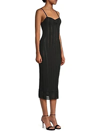 Rib-Knit Slip Midi-Dress