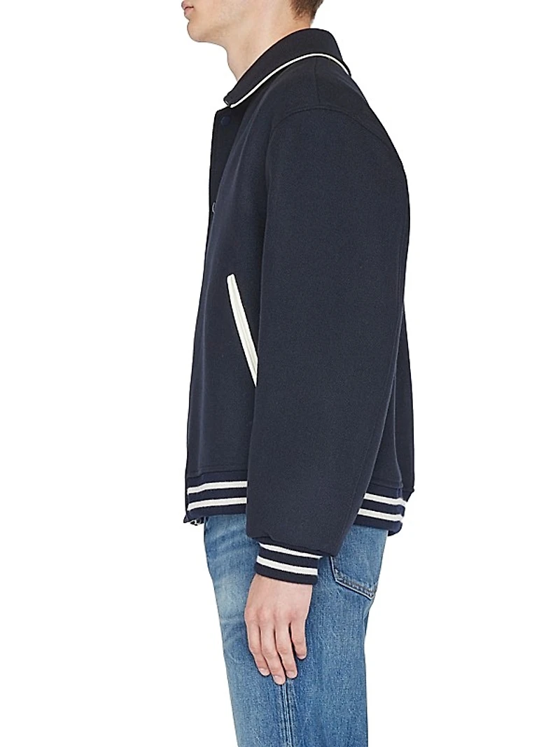 Fall Wool-Blend Varsity Bomber Jacket