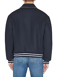 Fall Wool-Blend Varsity Bomber Jacket