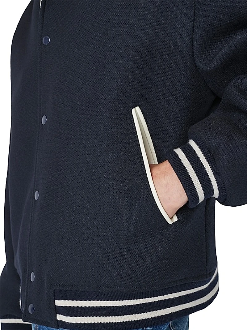 Fall Wool-Blend Varsity Bomber Jacket