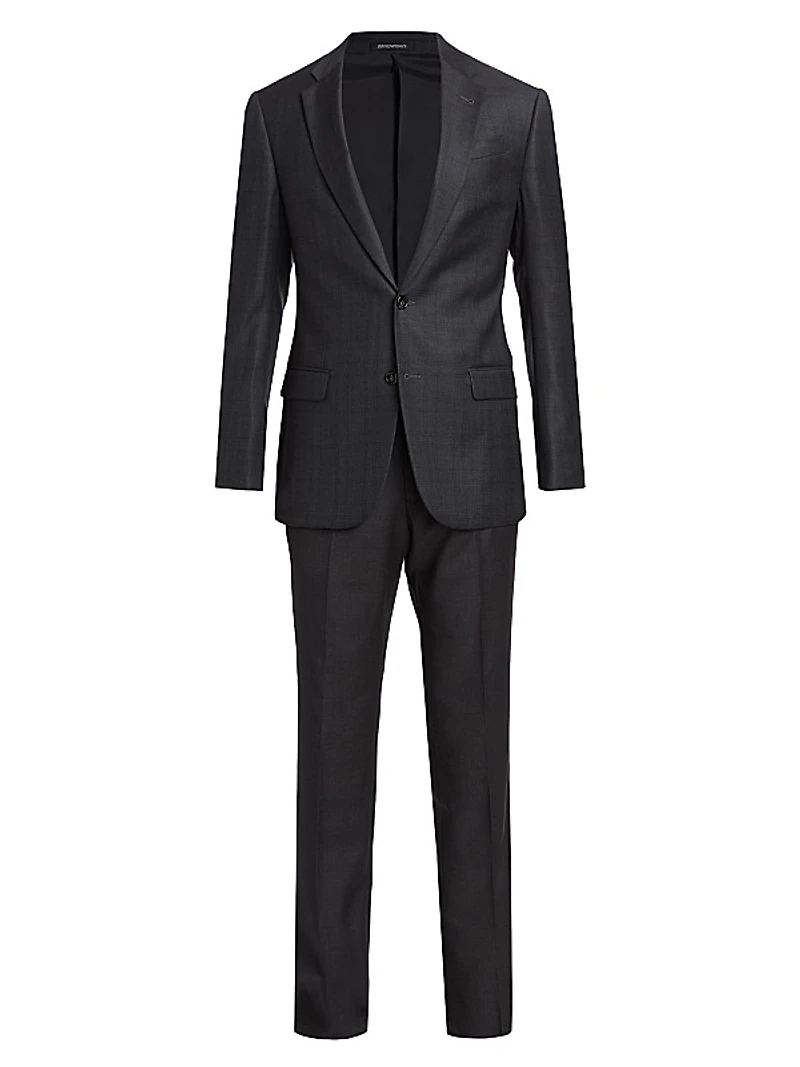 G-Line Plaid Wool Single-Breasted Suit