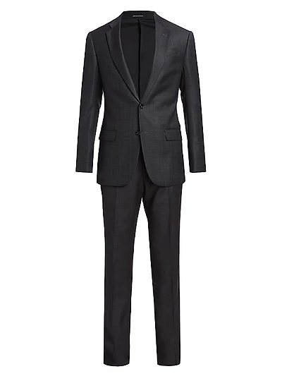 G-Line Plaid Wool Single-Breasted Suit