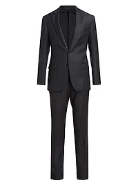 G-Line Plaid Wool Single-Breasted Suit