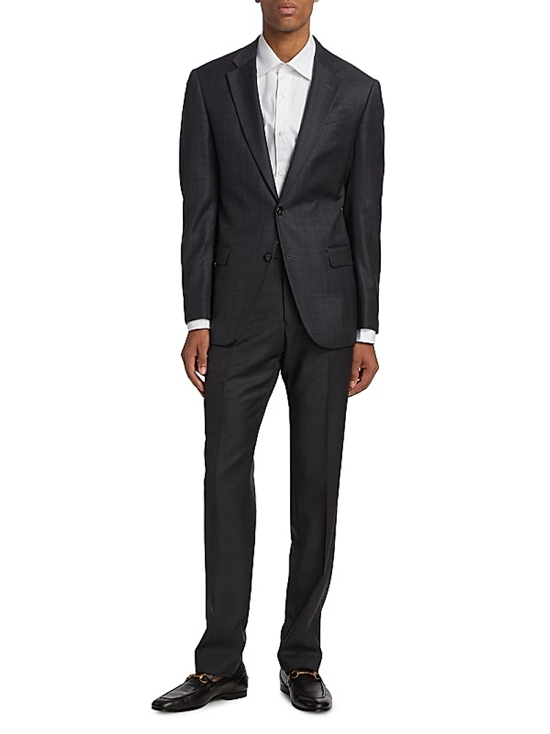 G-Line Plaid Wool Single-Breasted Suit