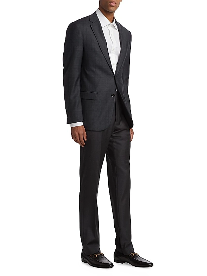 G-Line Plaid Wool Single-Breasted Suit