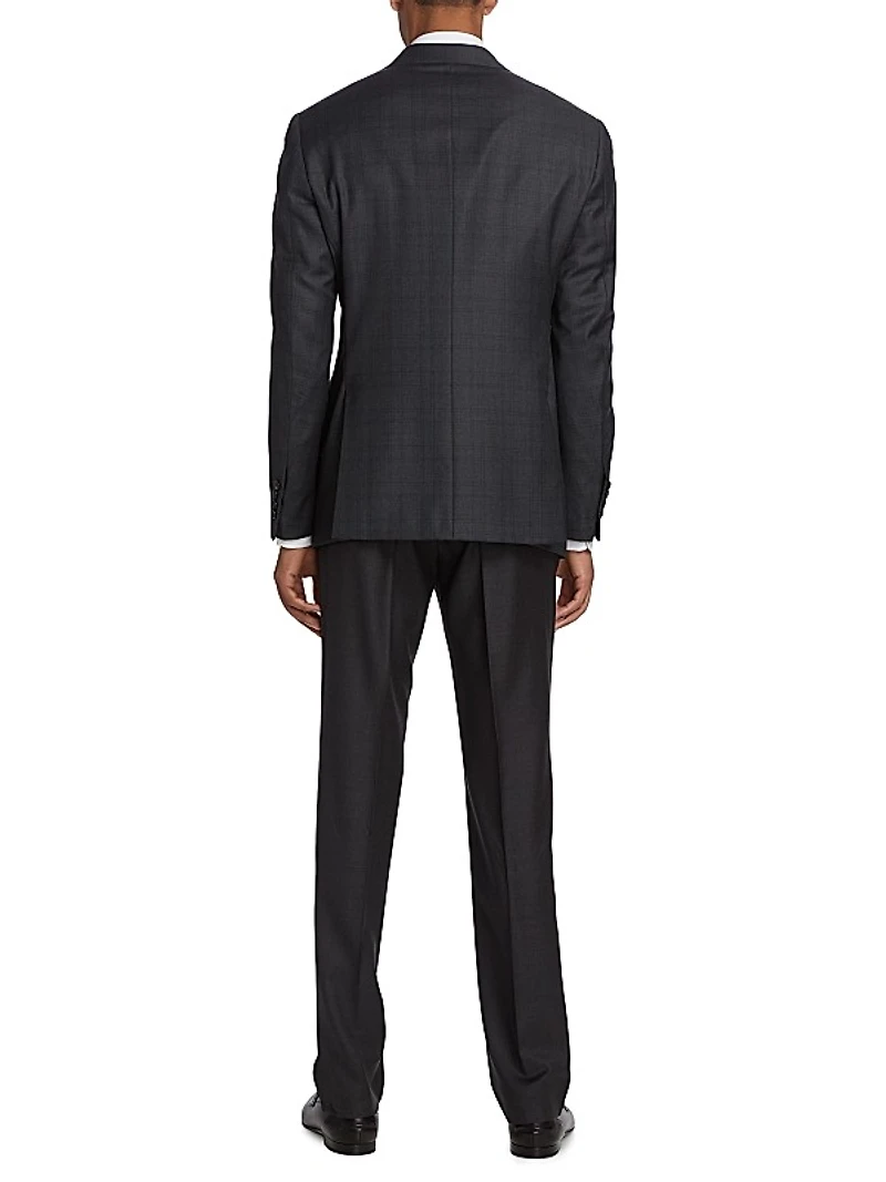 G-Line Plaid Wool Single-Breasted Suit