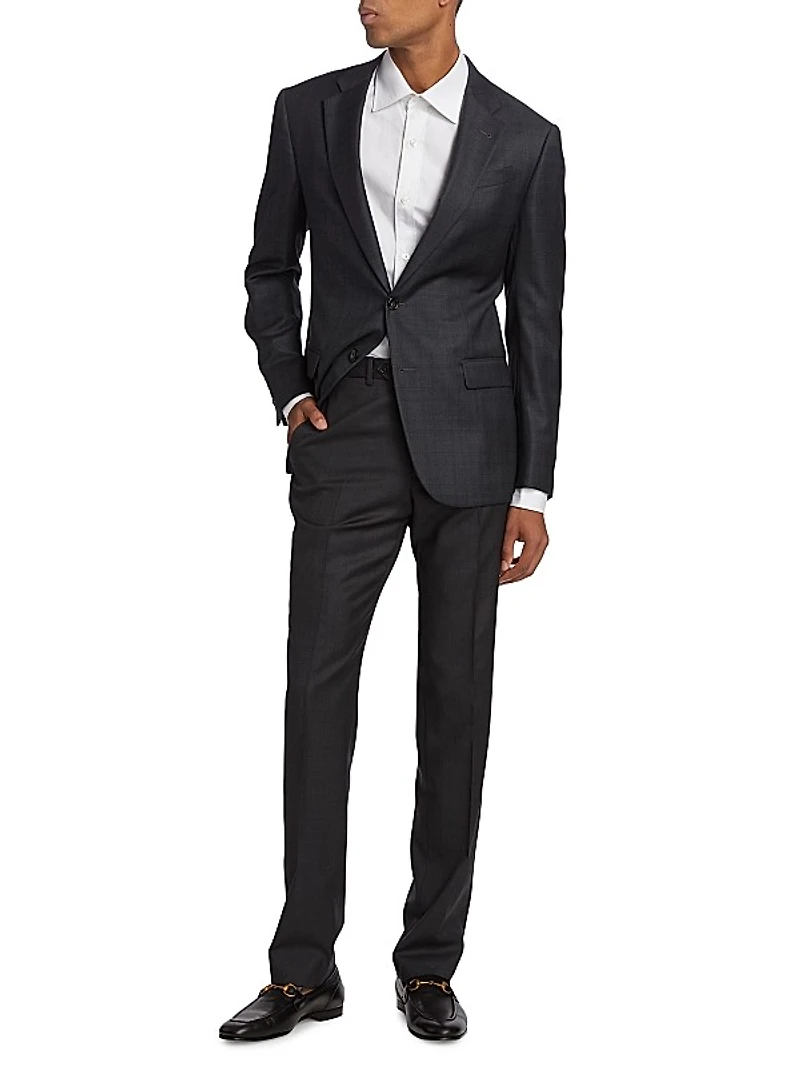 G-Line Plaid Wool Single-Breasted Suit