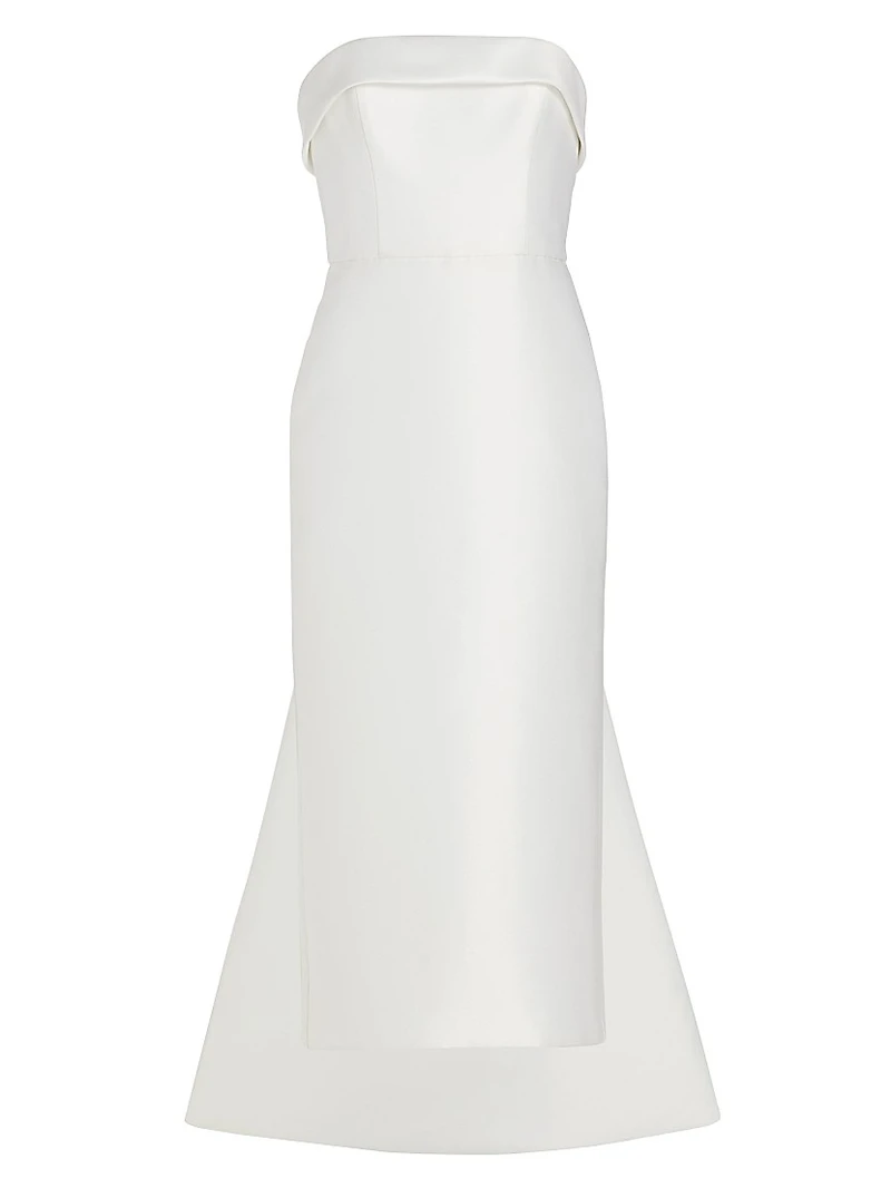 Mikado Satin Tea-Length Bridal Dress
