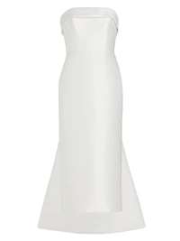 Mikado Satin Tea-Length Bridal Dress