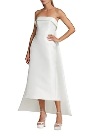 Mikado Satin Tea-Length Bridal Dress