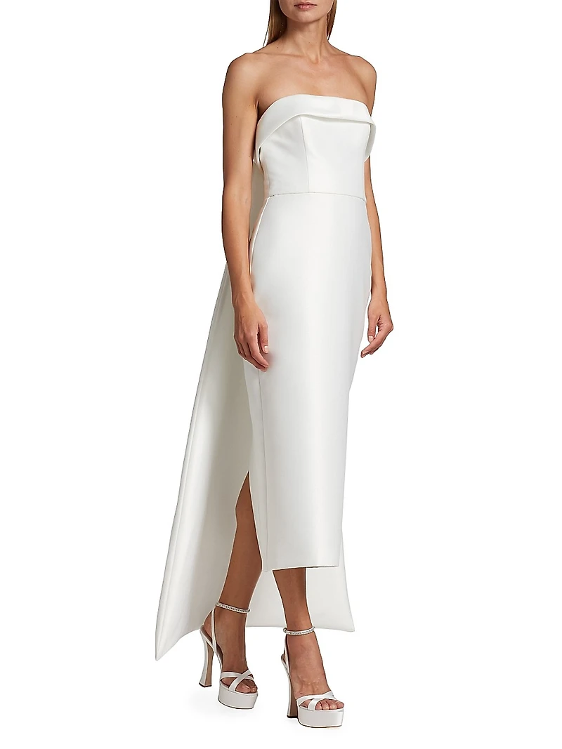 Mikado Satin Tea-Length Bridal Dress