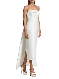 Mikado Satin Tea-Length Bridal Dress