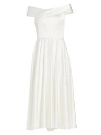 Fluide Satin Off-The-Shoulder Bridal Dress