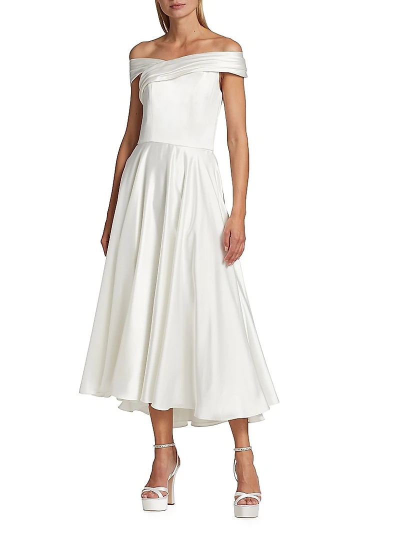 Fluide Satin Off-The-Shoulder Bridal Dress