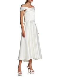 Fluide Satin Off-The-Shoulder Bridal Dress