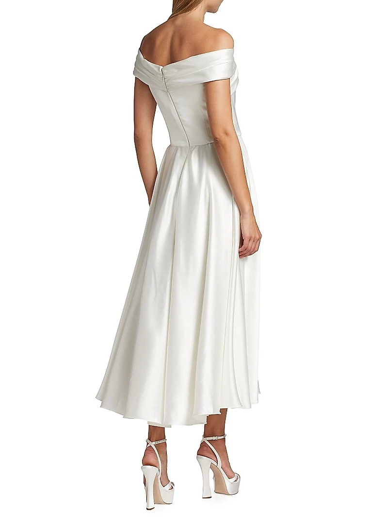 Fluide Satin Off-The-Shoulder Bridal Dress