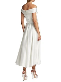 Fluide Satin Off-The-Shoulder Bridal Dress