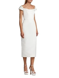 Mikado Satin & Taffeta Off-The-Shoulder Bridal Dress