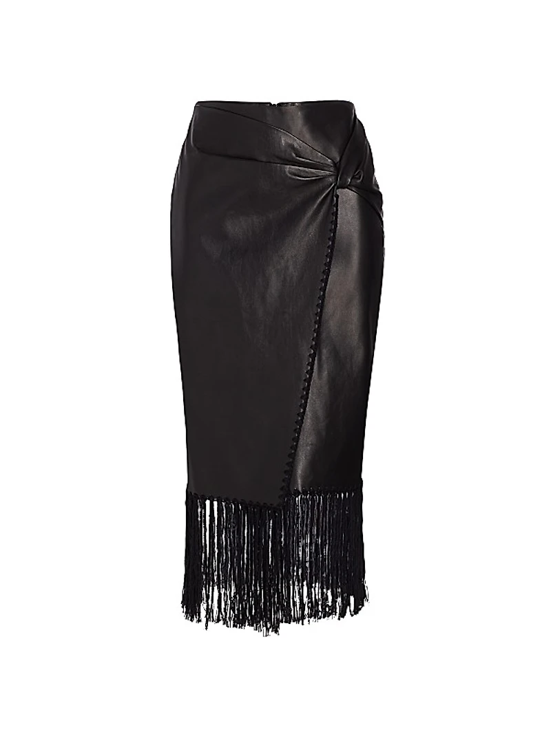 Leather Knotted Crochet Trim Skirt