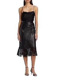 Leather Knotted Crochet Trim Skirt