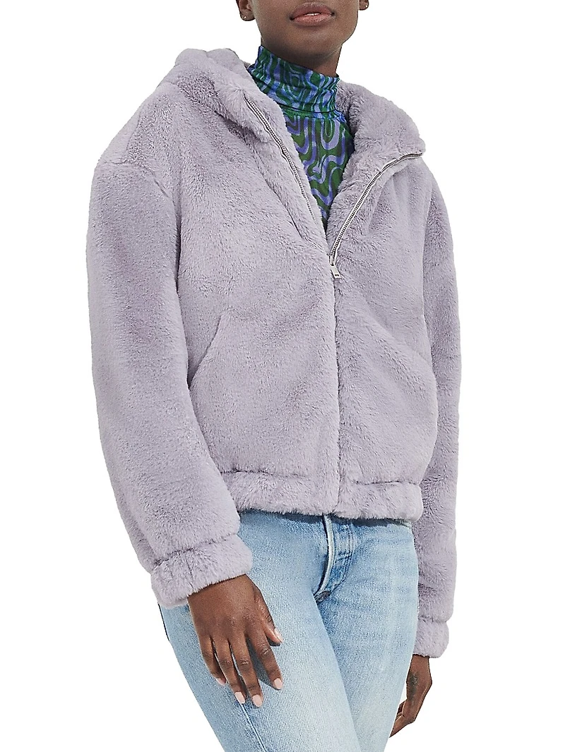 Mandy Faux Fur Zip-Front Hoodie