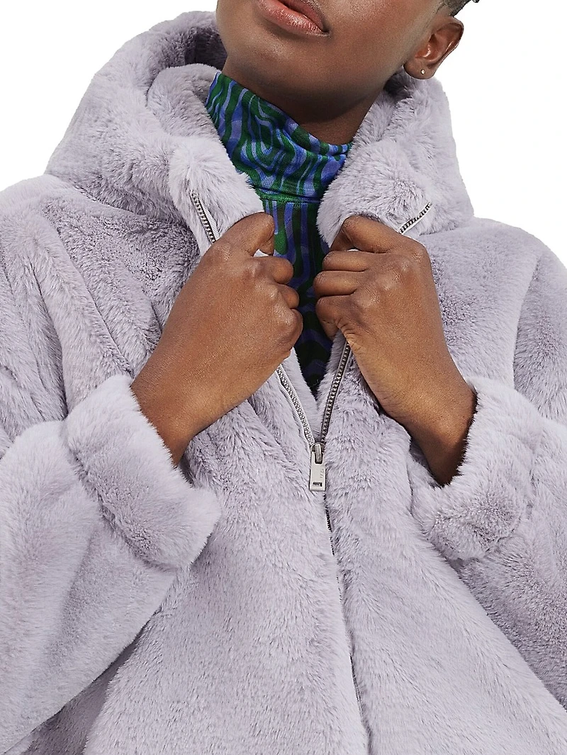 Mandy Faux Fur Zip-Front Hoodie