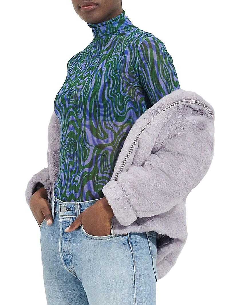 Mandy Faux Fur Zip-Front Hoodie