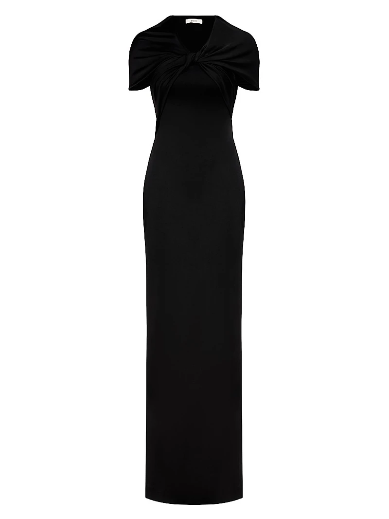 Olive Hooded Column Gown